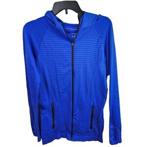 Form Focus Womens Seamless Activewear Hoodie S/M‎ Royal Blue Full Zip Running